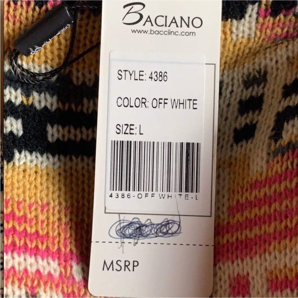 Baciano by Bacci tribal print / Aztec design cardigan sweater Size Large New - Picture 8 of 11